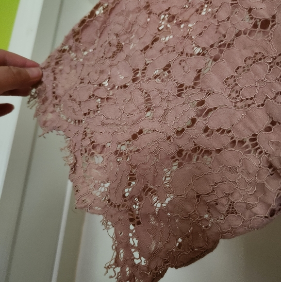 Mauve lace shirt. Has a liner in it. The lace sleeves are short with frayed lace - Picture 4 of 4